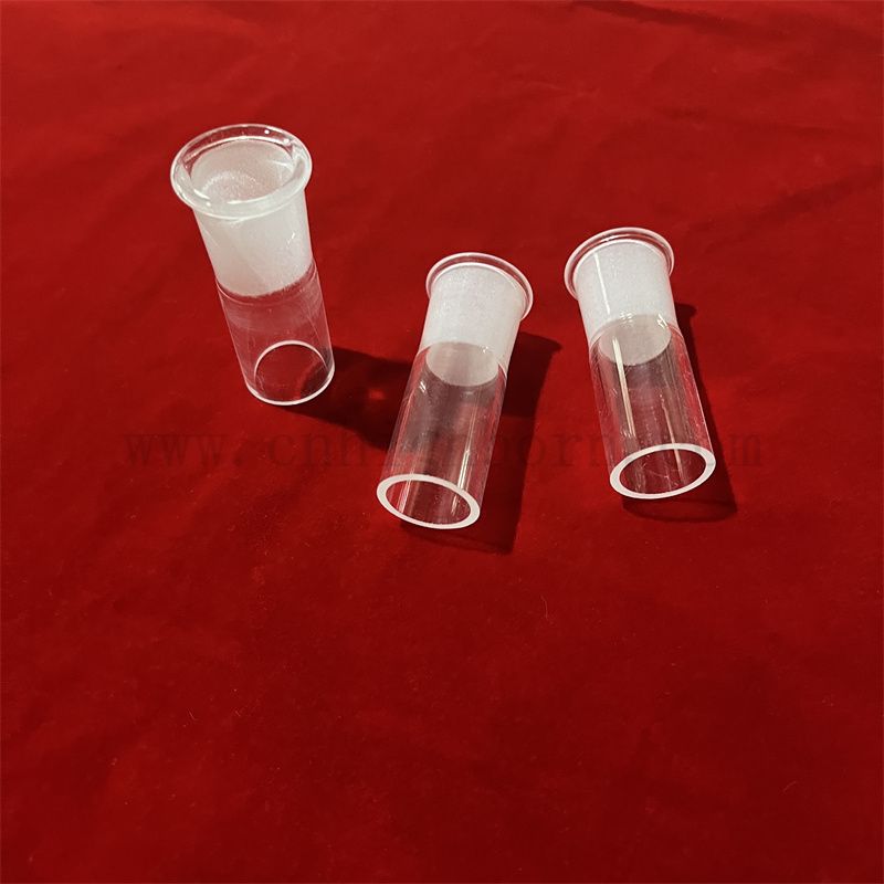 Heat Resistance Frosted EndsTransparent Fused Silica Quartz Glass Tube Connector 