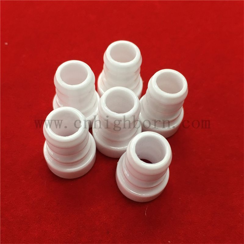 Customized Alumina Irregular Tube Glazed Al2O3 Ceramic Threaded Part