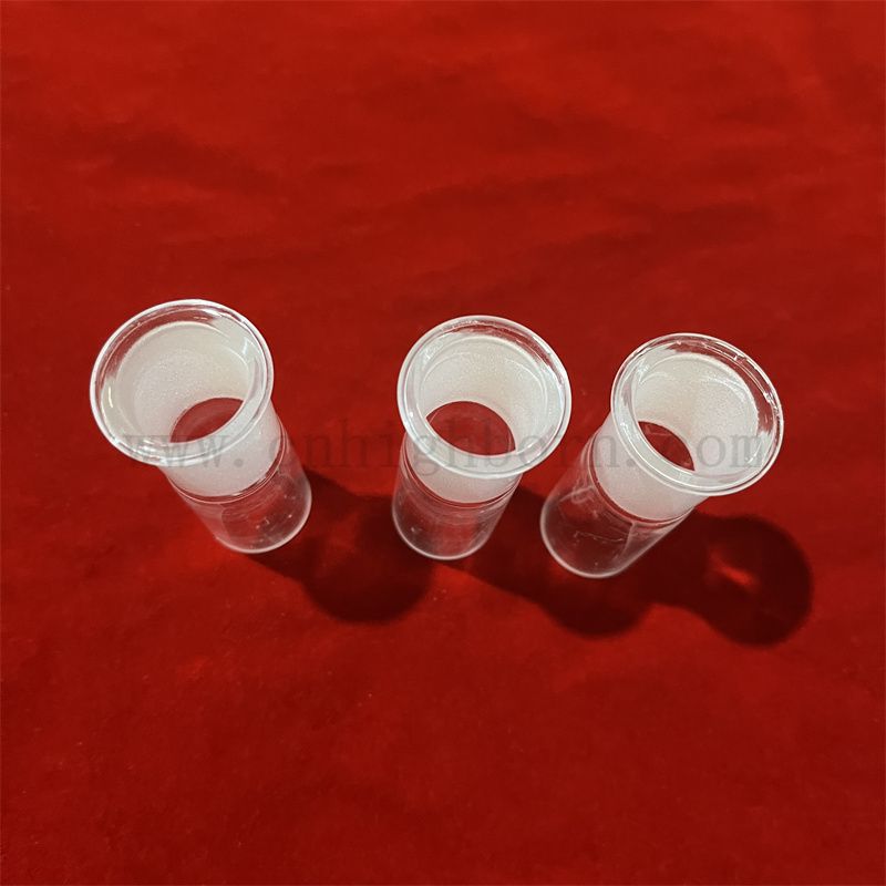 Heat Resistance Frosted EndsTransparent Fused Silica Quartz Glass Tube Connector 