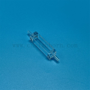 Custom High Precision Clear Quartz Glass Cuvette Optical Flow Cell for Environment with Connecting Pipe
