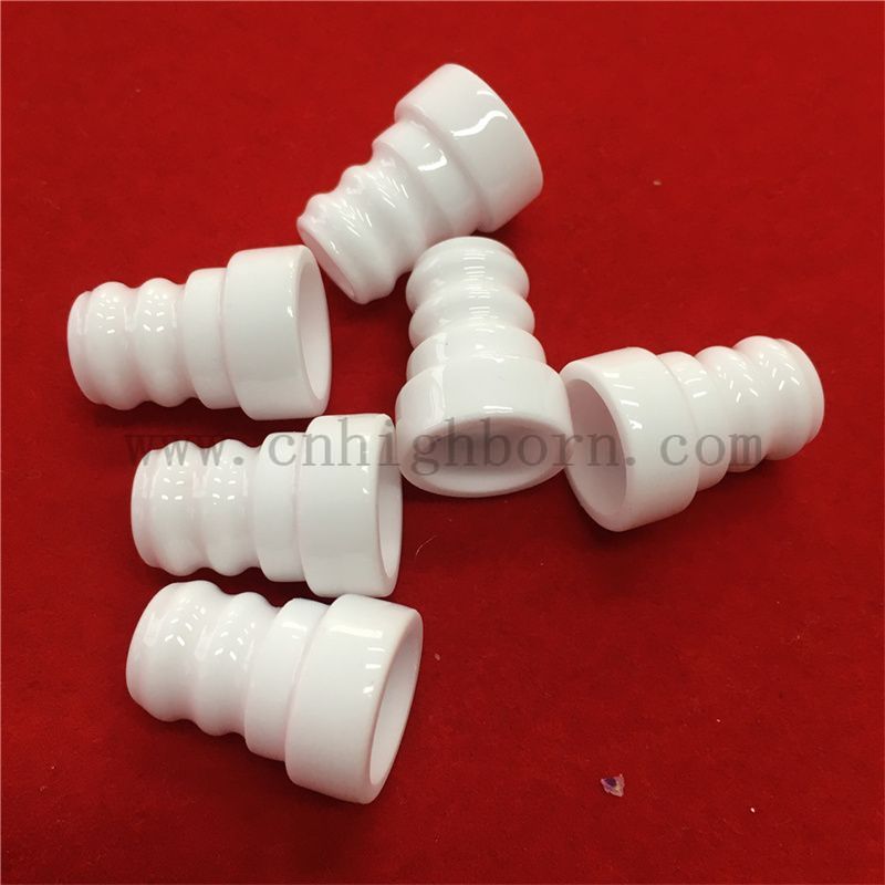 Customized Alumina Irregular Tube Glazed Al2O3 Ceramic Threaded Part