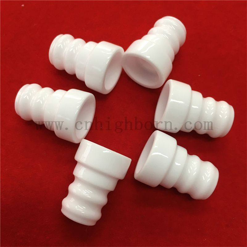 Customized Alumina Irregular Tube Glazed Al2O3 Ceramic Threaded Part