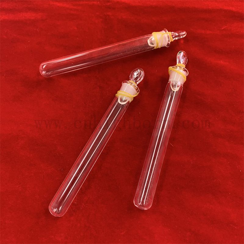 Transparent Round Bottom Frosted Ends Quartz Test Tube with Stopper