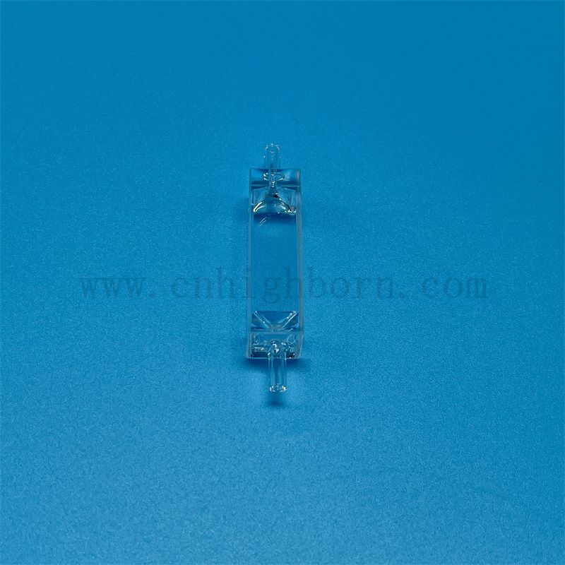 Custom High Precision Clear Quartz Glass Cuvette Optical Flow Cell for Environment with Connecting Pipe