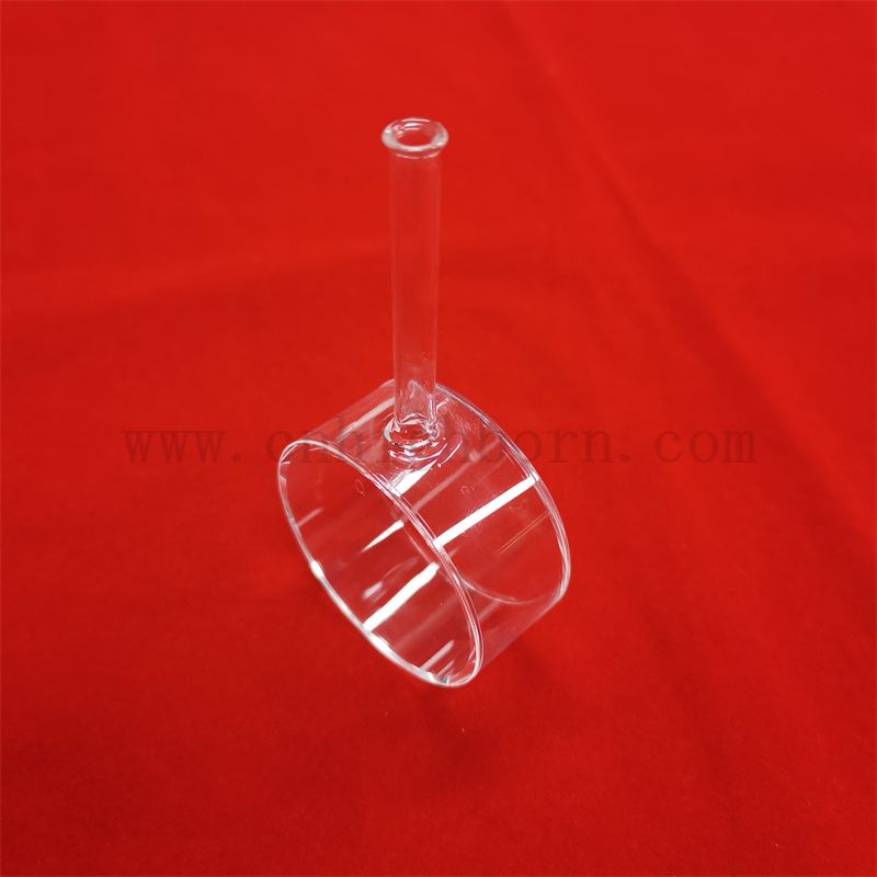 Customized Clear Optical Glass Flow Cells Short Pathlength with Fill Tube UV Cylindrical Quartz Cuvettes