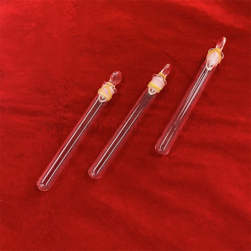 Transparent Round Bottom Frosted Ends Quartz Test Tube with Stopper