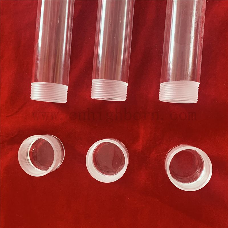 Customized Size Screwed Top Clear Fused Silica Glass Tube with Flat Bottom 