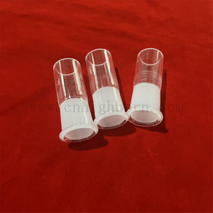 Heat Resistance Frosted EndsTransparent Fused Silica Quartz Glass Tube Connector 