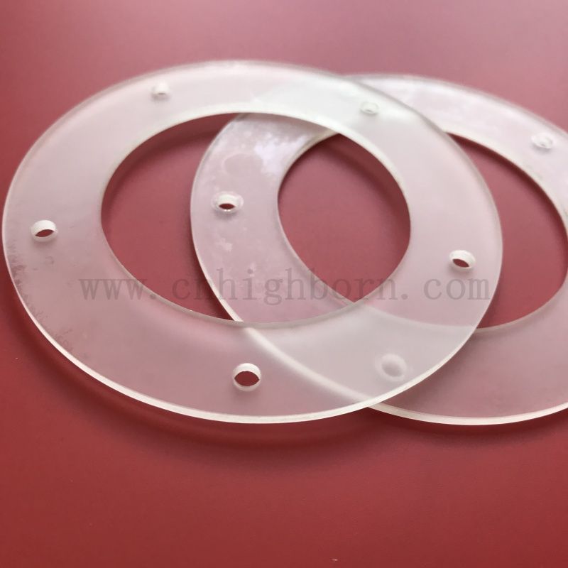 Customized Frosty Quartz Glass Flange with Hole for Heating 