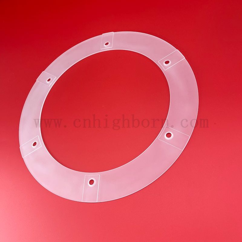 Customized CNC Machine Frosted Quartz Flange with Holes