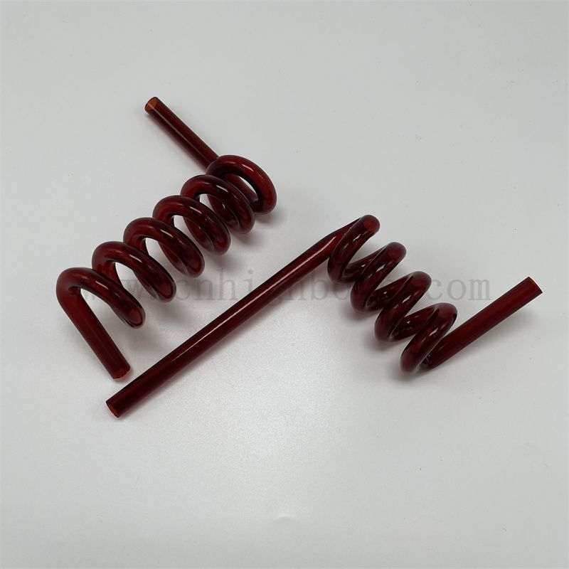 Customized Red Spiral Fused Silica Quartz Glass Tube