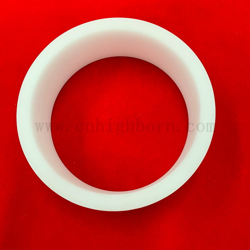 Milky White Round Fused Silica Quartz Tube Vacuum Flange