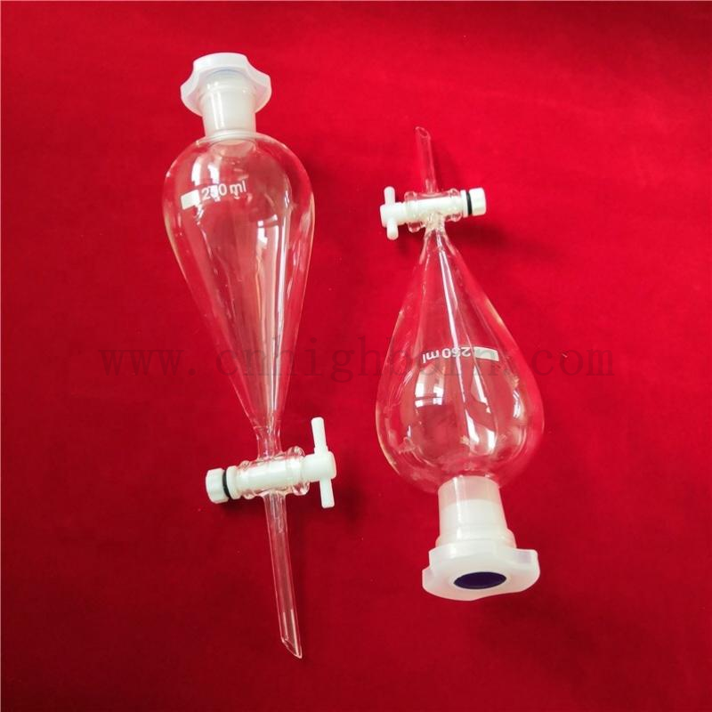 Pear Shaped Clear Borosilicate Glass Lab Separatory Funnel with Stopper