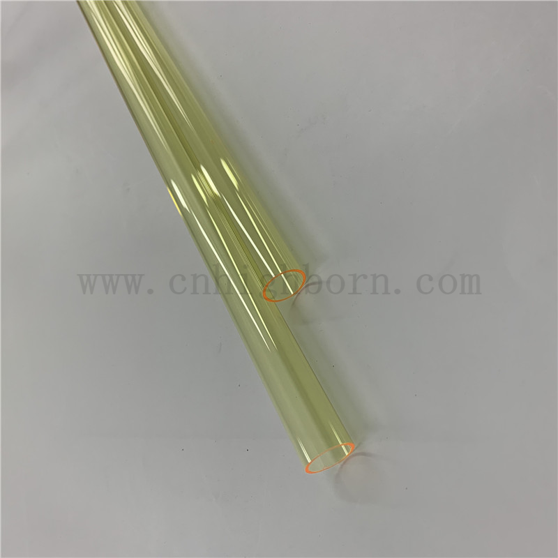 Heat Resistance Customized Fused Silica Quartz Glass Colored Yellow Pipe