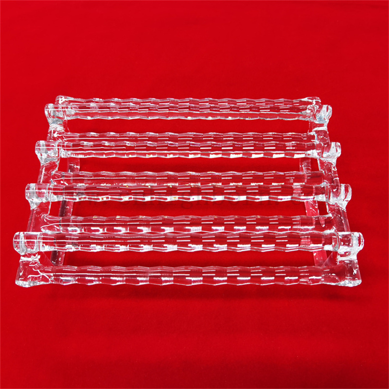  Lab Research Quartz Instrument Transparent Quartz Glass Container Clear Quartz Heating Boat Carrier With Handle For Semicomductor