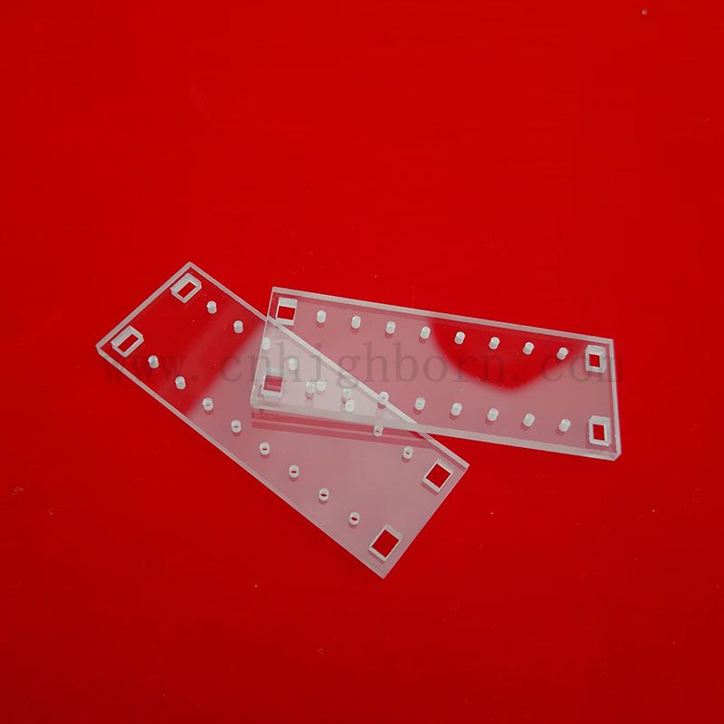 UV Optical Fused Silica Quartz Glass Slides with Hole