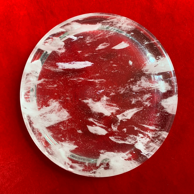 Round Barbecue Quartz Crystal Baking Glass Plate Snow Quartz Slab