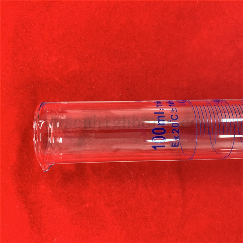 Lab Testing Customized Clear High Borosilicate Glass Graduated Cylinder