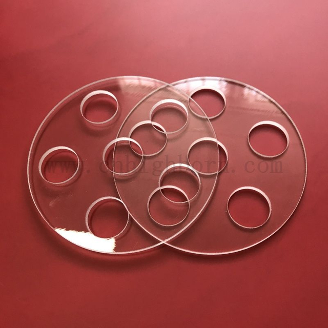 Customized Laser Drilled Transparent Silica Glass Sheet Quartz Plate with Holes