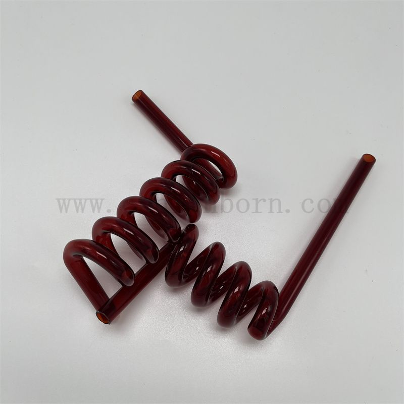 Customized Red Spiral Fused Silica Quartz Glass Tube