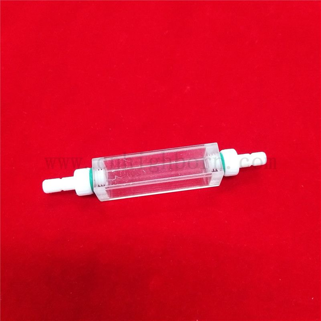 Lab Research Clear Quartz Glass Cuvette Precision flow cell for environment with connecting pipe