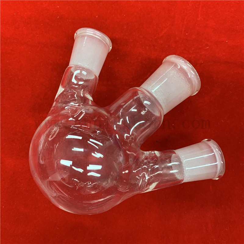 Lab Testing Customized Clear High Borosilicate Glass Three Necks Flask