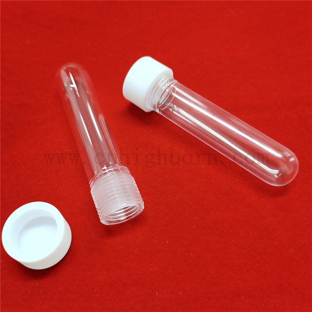 Customized Clear Screw Thread Fused Silica Quartz Glass Test Tube
