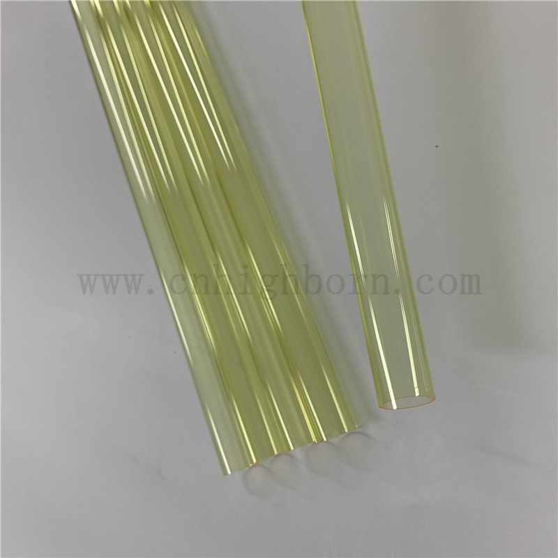 Heat Resistance Customized Fused Silica Quartz Glass Colored Yellow Pipe