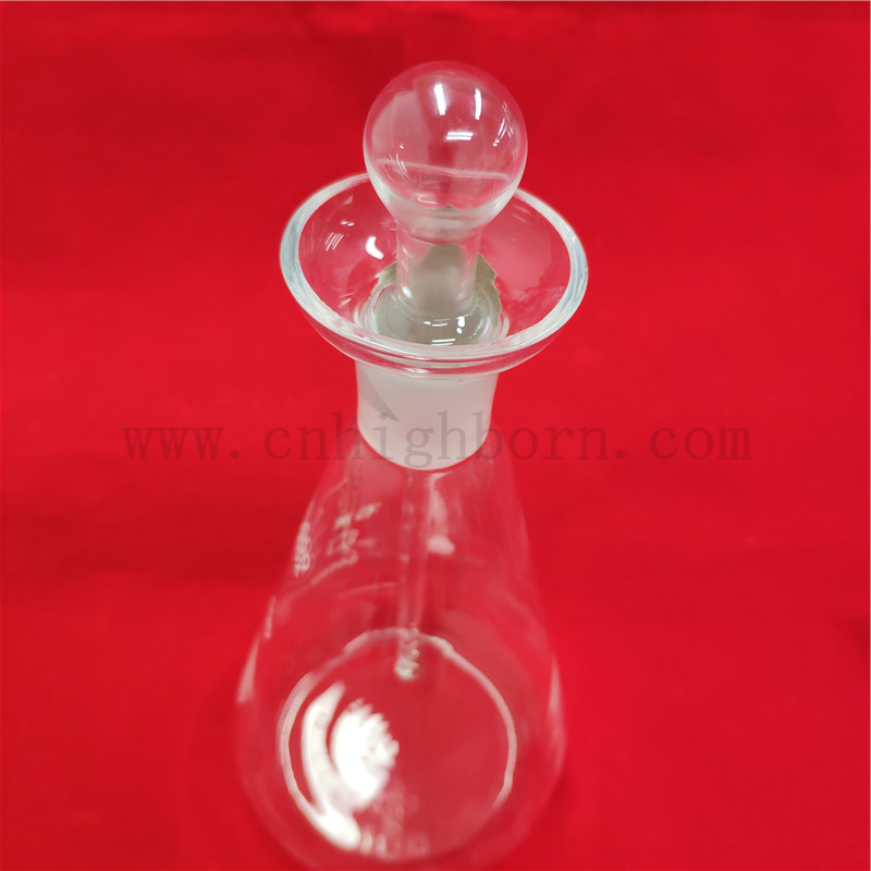 Clear Laboratory Flat Bottom Fused Quartz Glass Oxyen Flask Combustion