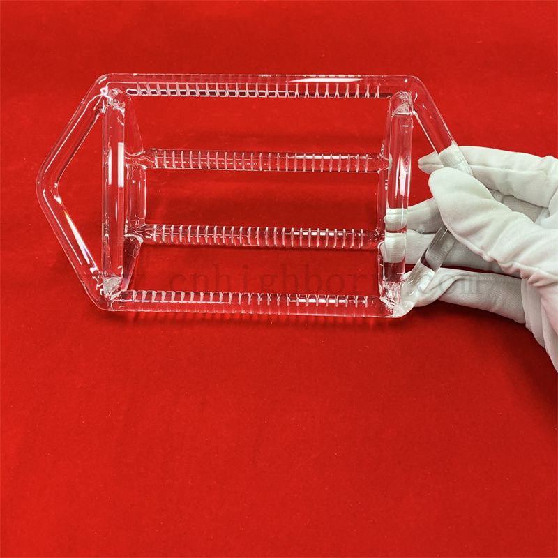  Lab Research Clear Quartz Instrument Transparent Rack Square Cylinder Semiconductor Insert Slotted Quartz Glass Boat Wafer Carrier