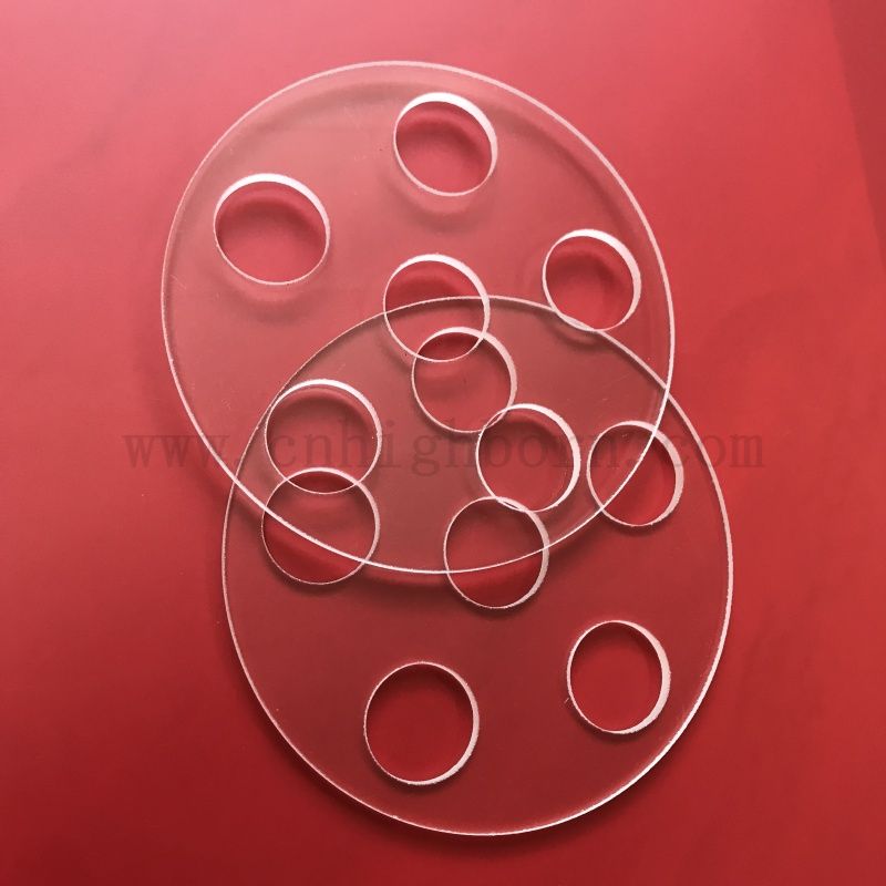 Customized Laser Drilled Transparent Silica Glass Sheet Quartz Plate with Holes