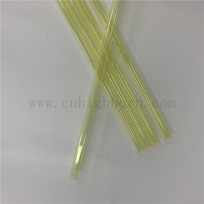 Heat Resistance Customized Fused Silica Quartz Glass Colored Yellow Pipe