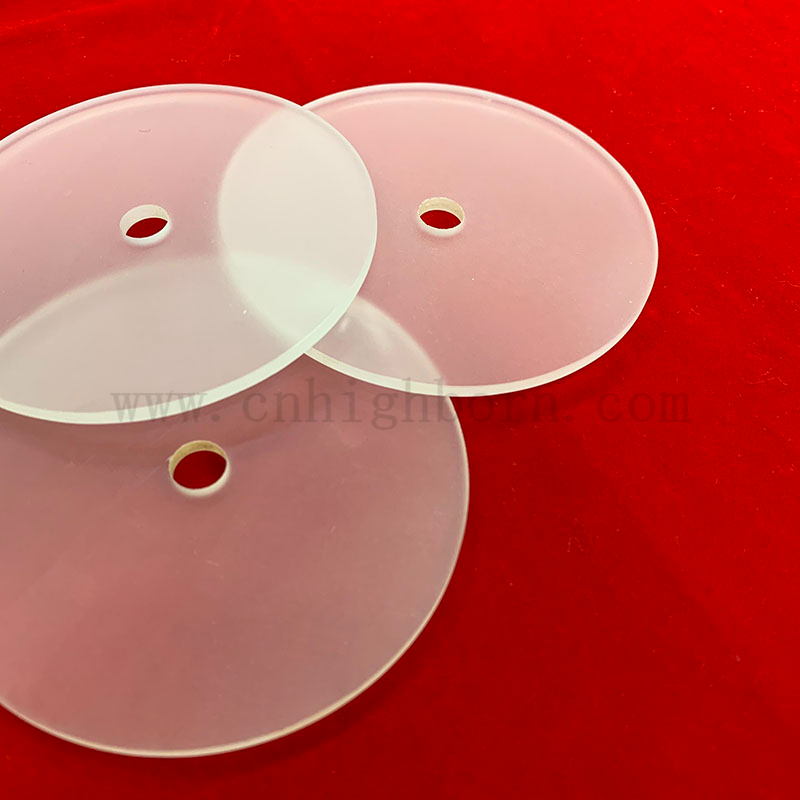 Opaque Perforated Frosted Quartz Glass Plate Quartz Optical Lens