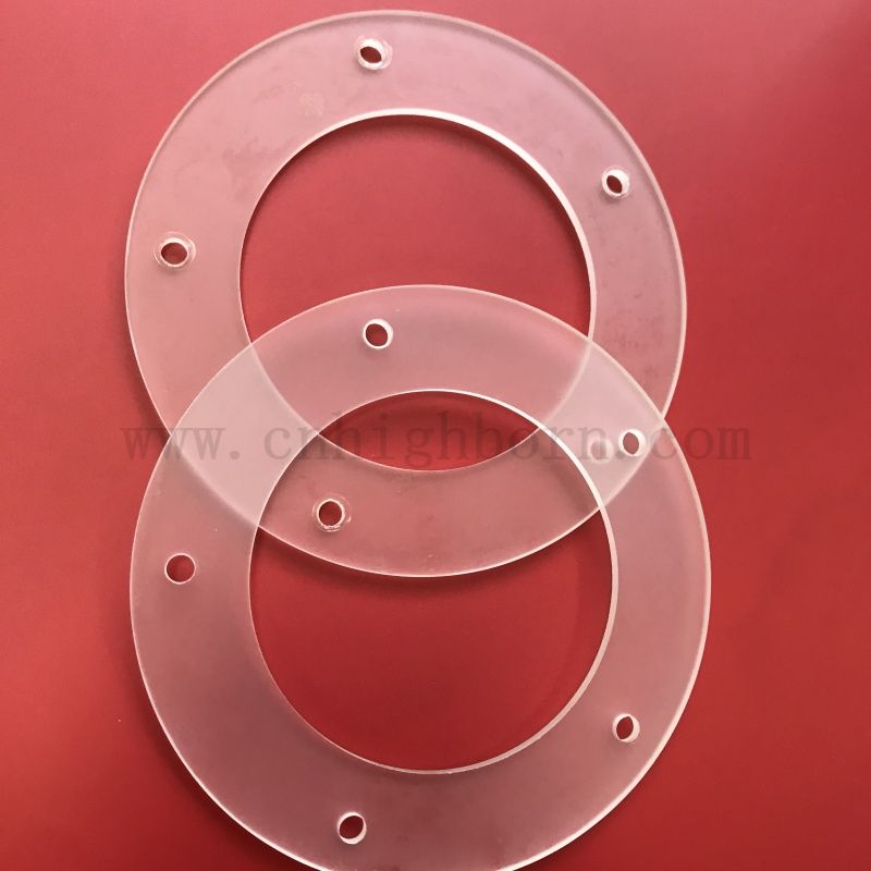 Customized Frosty Quartz Glass Flange with Hole for Heating 