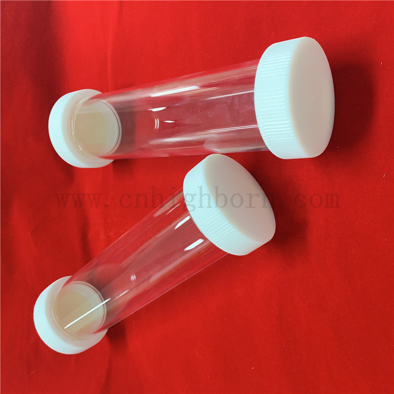 Transparent Fused Silica Quartz Glass Test Tube with Screwed Ends