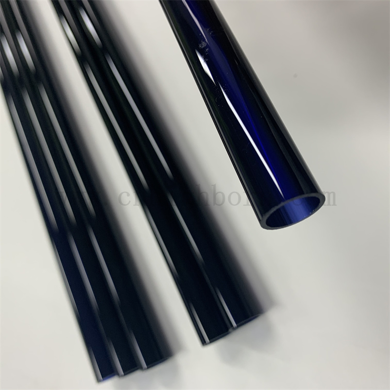 Heat Resistance blue colored Fused Silica Quartz Glass pipe