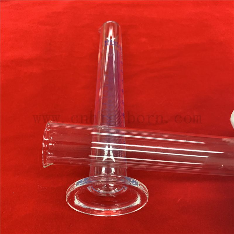 Lab Testing Customized Clear High Borosilicate Glass Graduated Cylinder