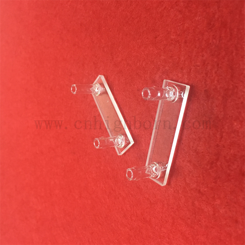 Laboratory Optical Instrument Quartz Cuvette Flow Cell Glass Cuvette with Short Tube Connector