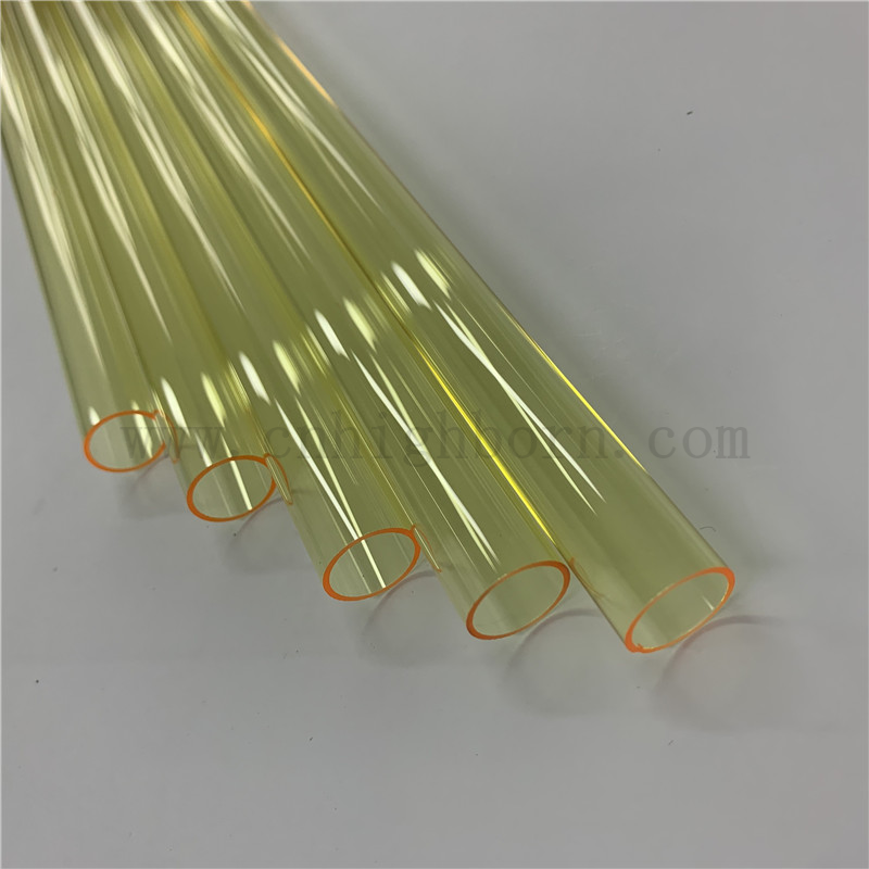 Heat Resistance Customized Fused Silica Quartz Glass Colored Yellow Pipe