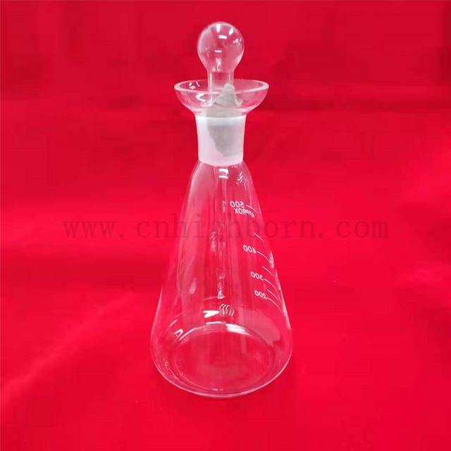 Clear Laboratory Flat Bottom Fused Quartz Glass Oxyen Flask Combustion