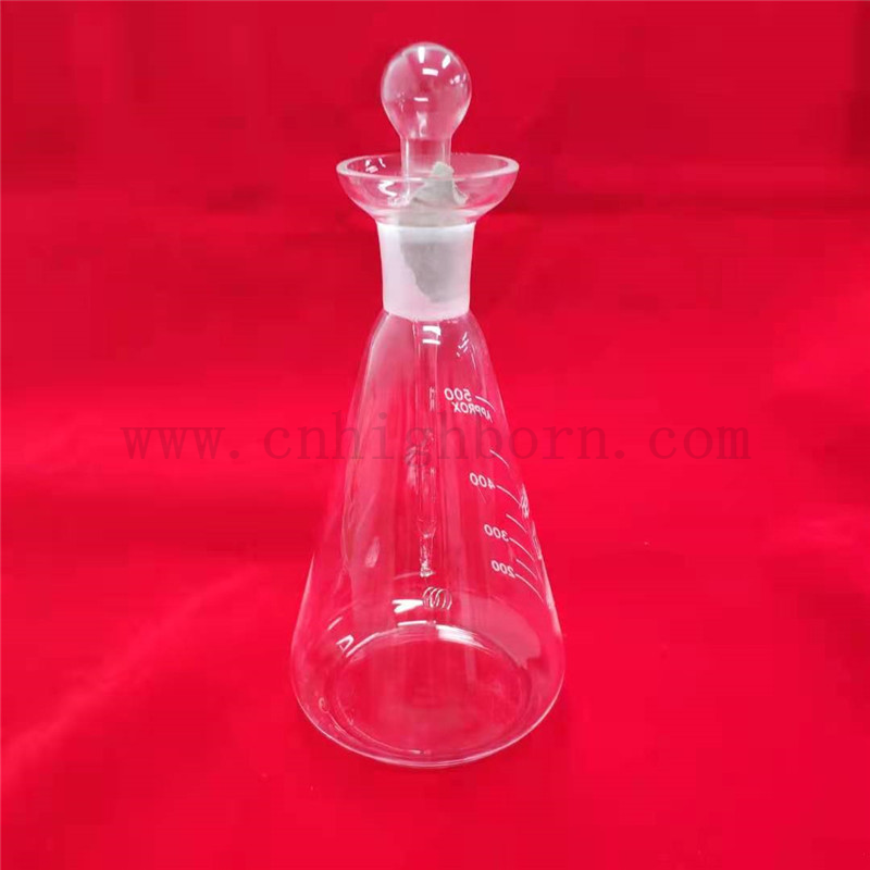 Clear Laboratory Flat Bottom Fused Quartz Glass Oxyen Flask Combustion