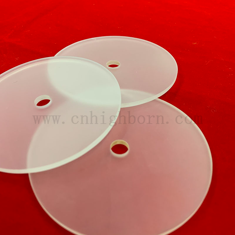 Opaque Perforated Frosted Quartz Glass Plate Quartz Optical Lens