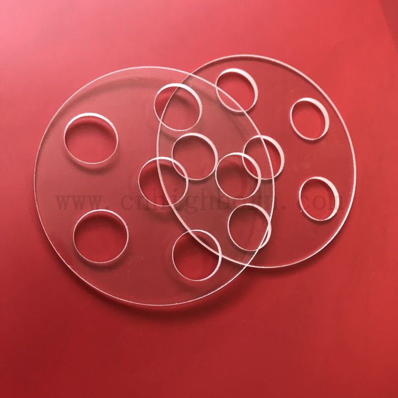 Customized Laser Drilled Transparent Silica Glass Sheet Quartz Plate with Holes