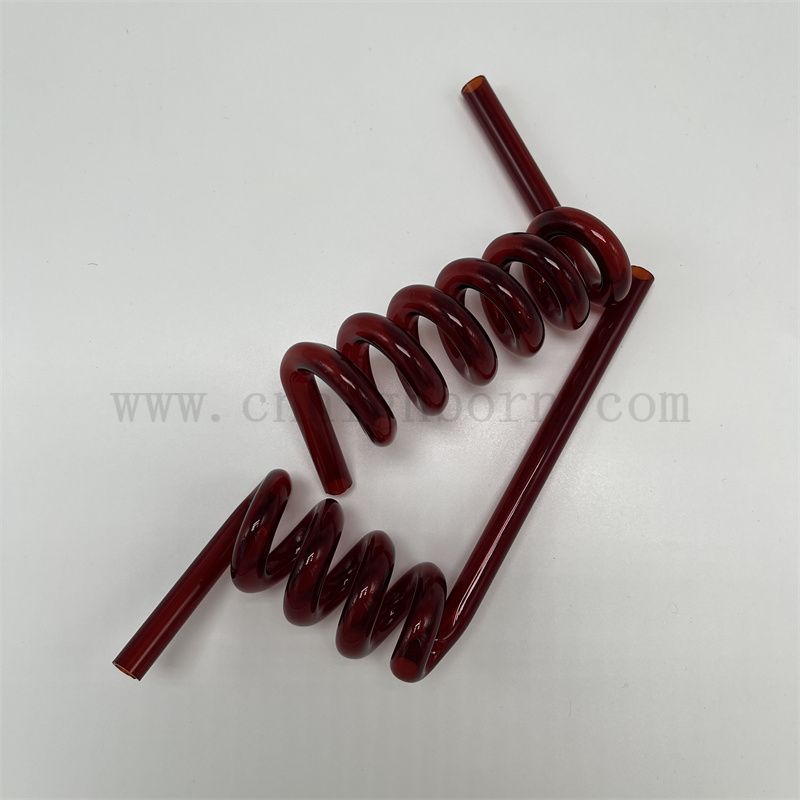 Customized Red Spiral Fused Silica Quartz Glass Tube
