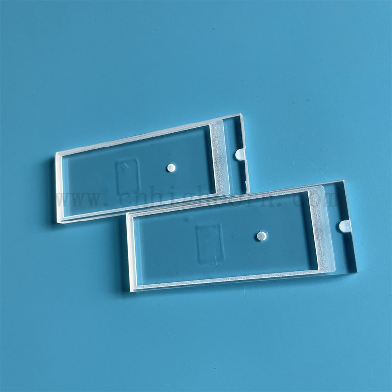 Deep Processing Rectangular Clear Quartz Glass Panel with Laser Boring