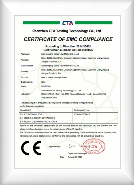 certificate of high quality porous ceramic
