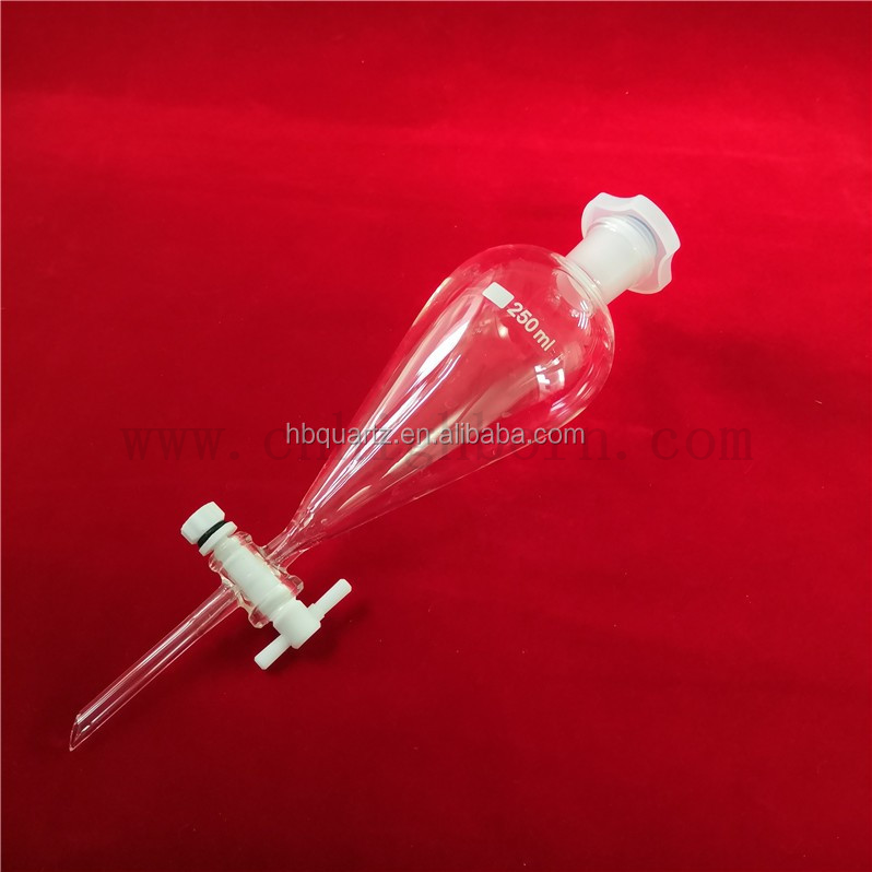 Pear Shaped Clear Borosilicate Glass Lab Separatory Funnel with Stopper