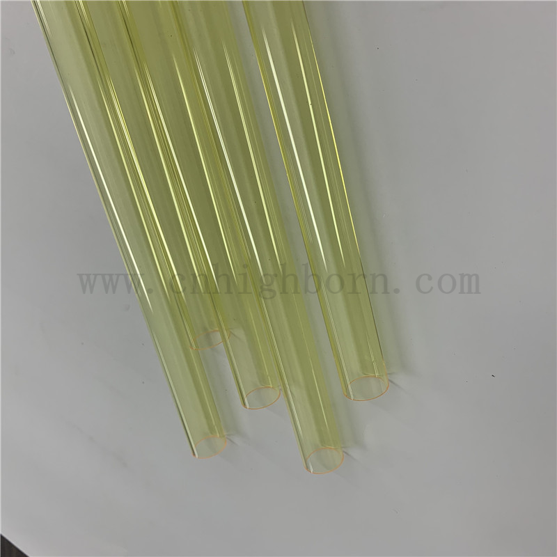 Heat Resistance Customized Fused Silica Quartz Glass Colored Yellow Pipe