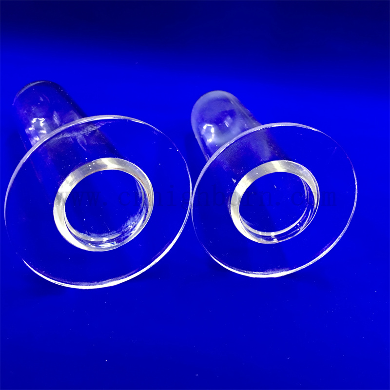 Customized Transparent Quartz Flange Tube Round Bottom Clear Silica Glass Pipe