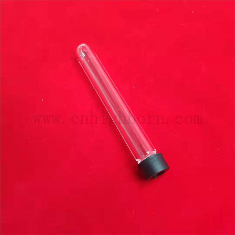 Customized Quartz Test Tube Fused Silica Glass Tube with Round Bottom And Screwed Ends